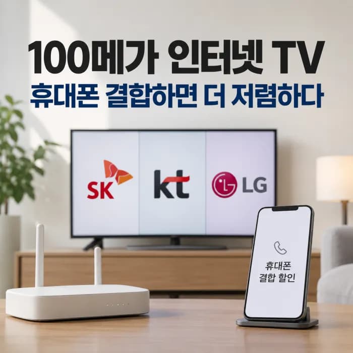 100메가 인터넷 TV 휴대폰 결합 후 SK KT LG 실제 비용 비교