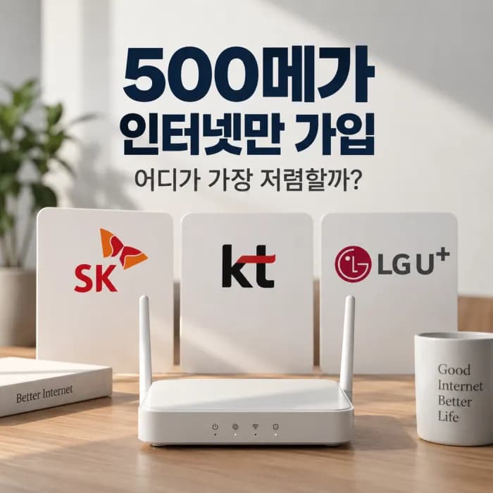 500메가 인터넷만 가입할때 어디가 가장 저렴한가 통신 3사 비교