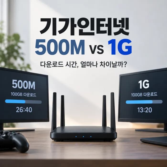 기가인터넷 라이트 500M vs 기가인터넷 1G 실제 파일 다운로드 시간 비교
