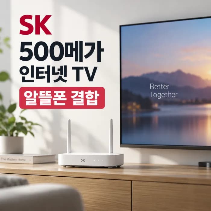 SK 500메가 인터넷 TV 알뜰폰 결합 월 12,200원 할인 요금 비교