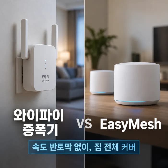 와이파이 증폭기 vs 이지메시, 속도 반토막 없이 음영지역 없애는 방법