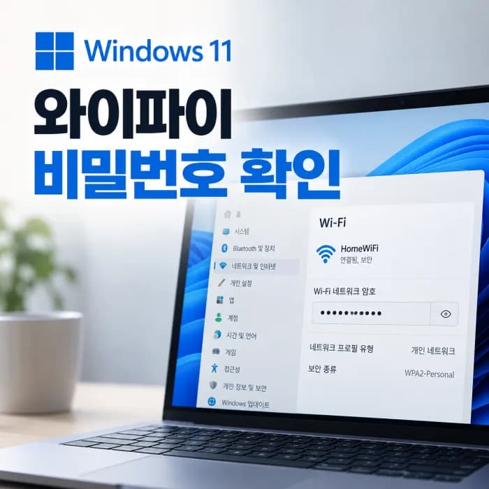 윈도우11 와이파이 비밀번호 확인 방법, 저장된 암호 찾는 순서