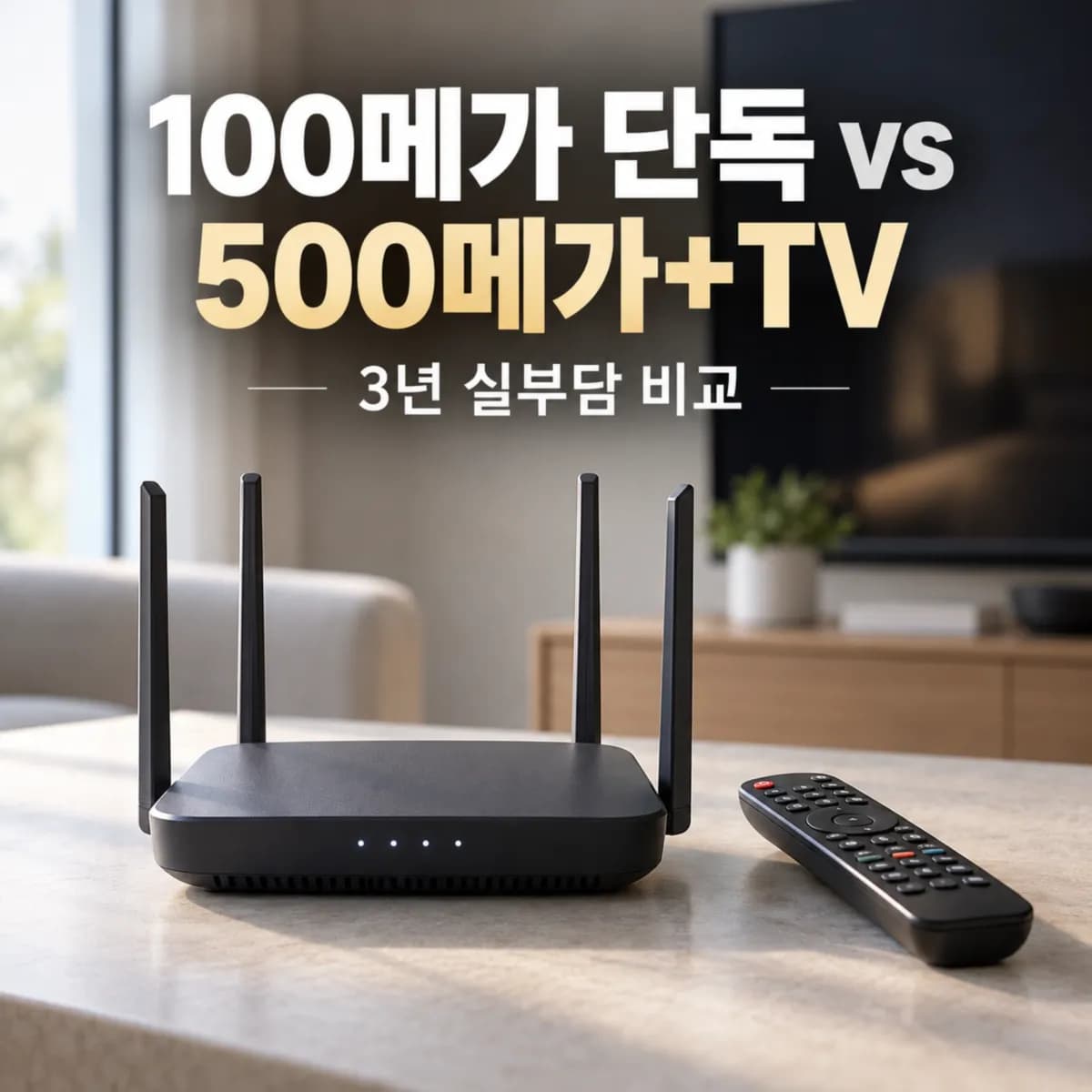 100메가 인터넷 단독 vs 500메가+TV, 사은품 포함 3년 실부담과 월평균 비교