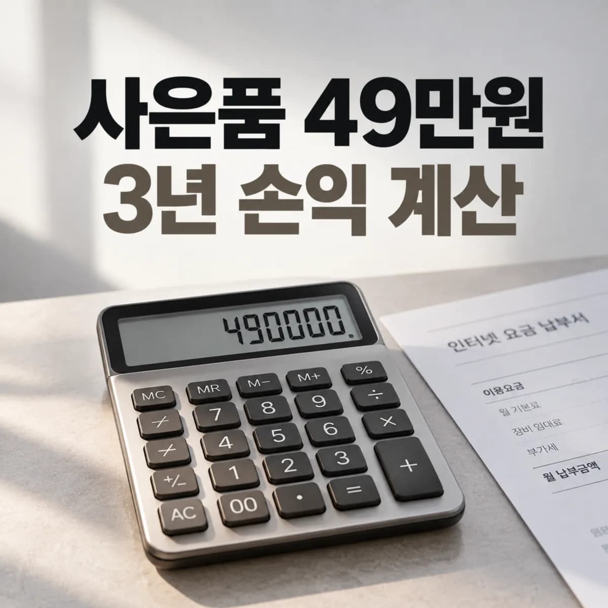 인터넷 가입 현금 사은품 49만원 받아도 손해일까? 3년 손익분기점 계산