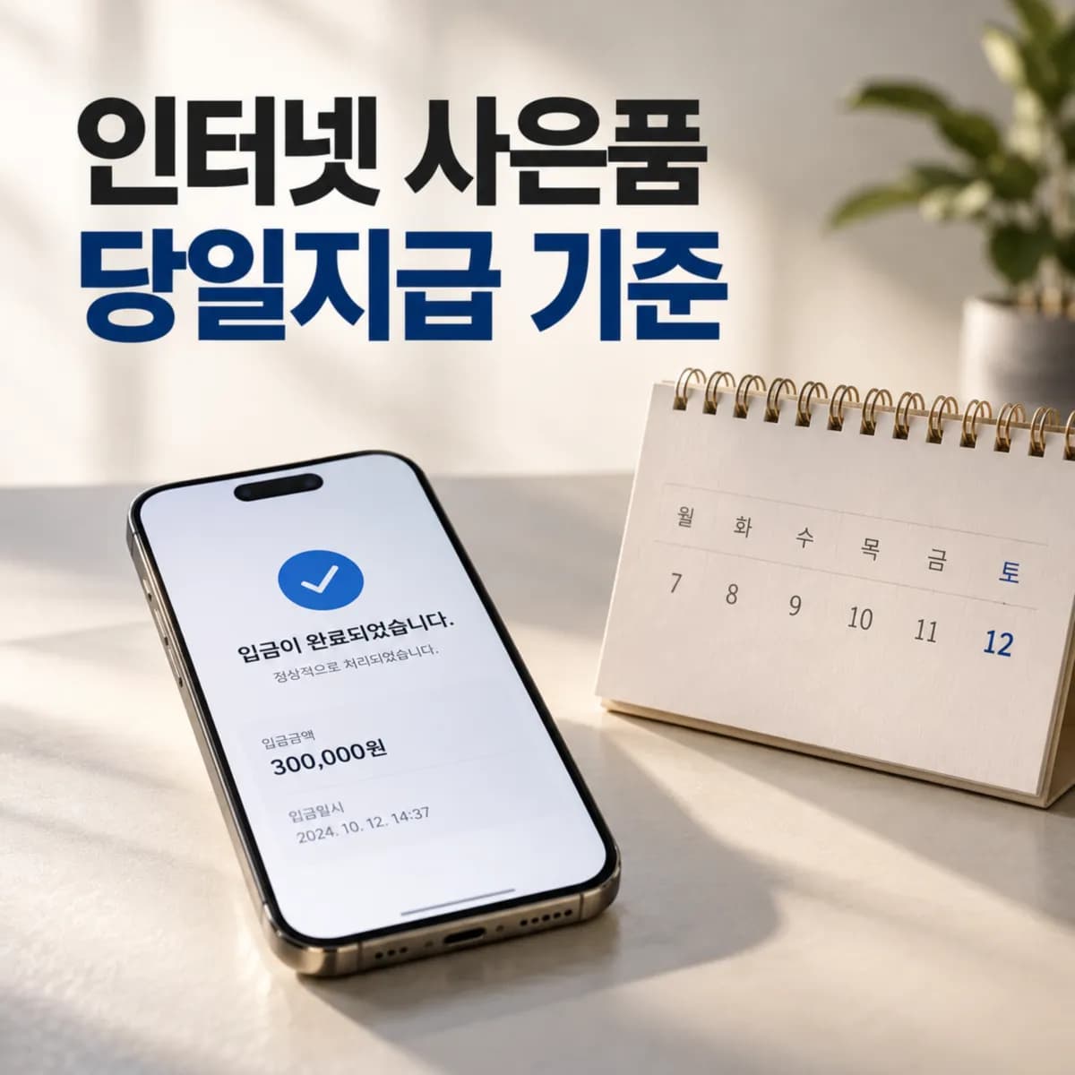 인터넷 가입 사은품 당일지급 가능한가? 평일·토요일·공휴일 입금일 차이