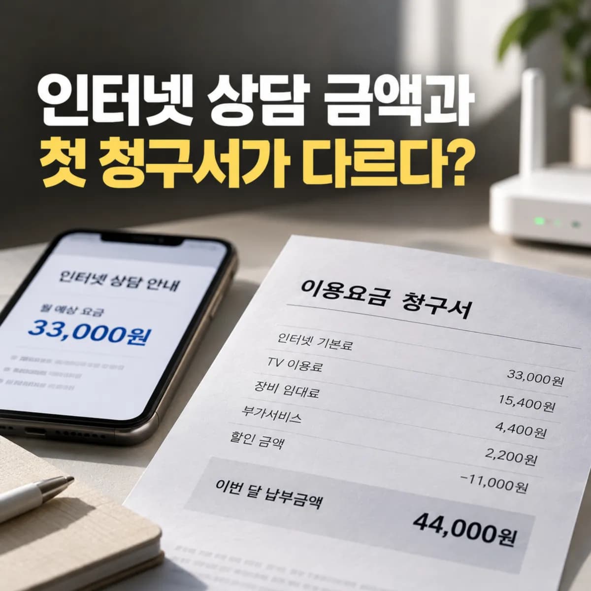 인터넷 상담 금액과 첫 청구서가 다를 때, 상담조건부터 확인하는 순서