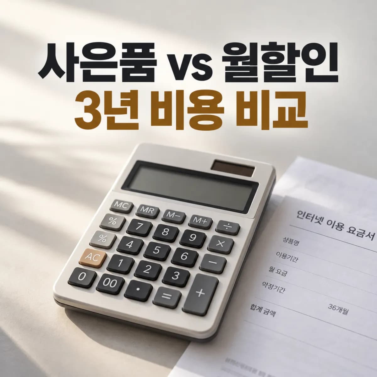 인터넷 사은품 10만원 더 받기 vs 월 5천원 할인, 3년 동안 어느 쪽이 이득일까?