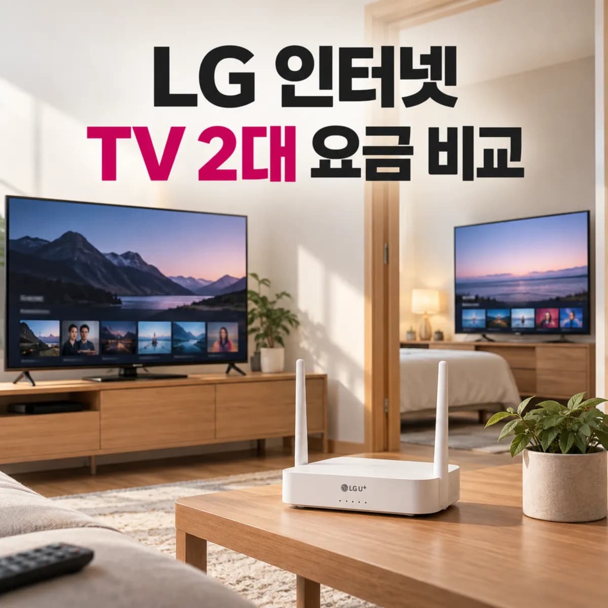 LG 인터넷 TV 2대 요금 비교, 100메가·500메가·1기가 3년 비용 차이