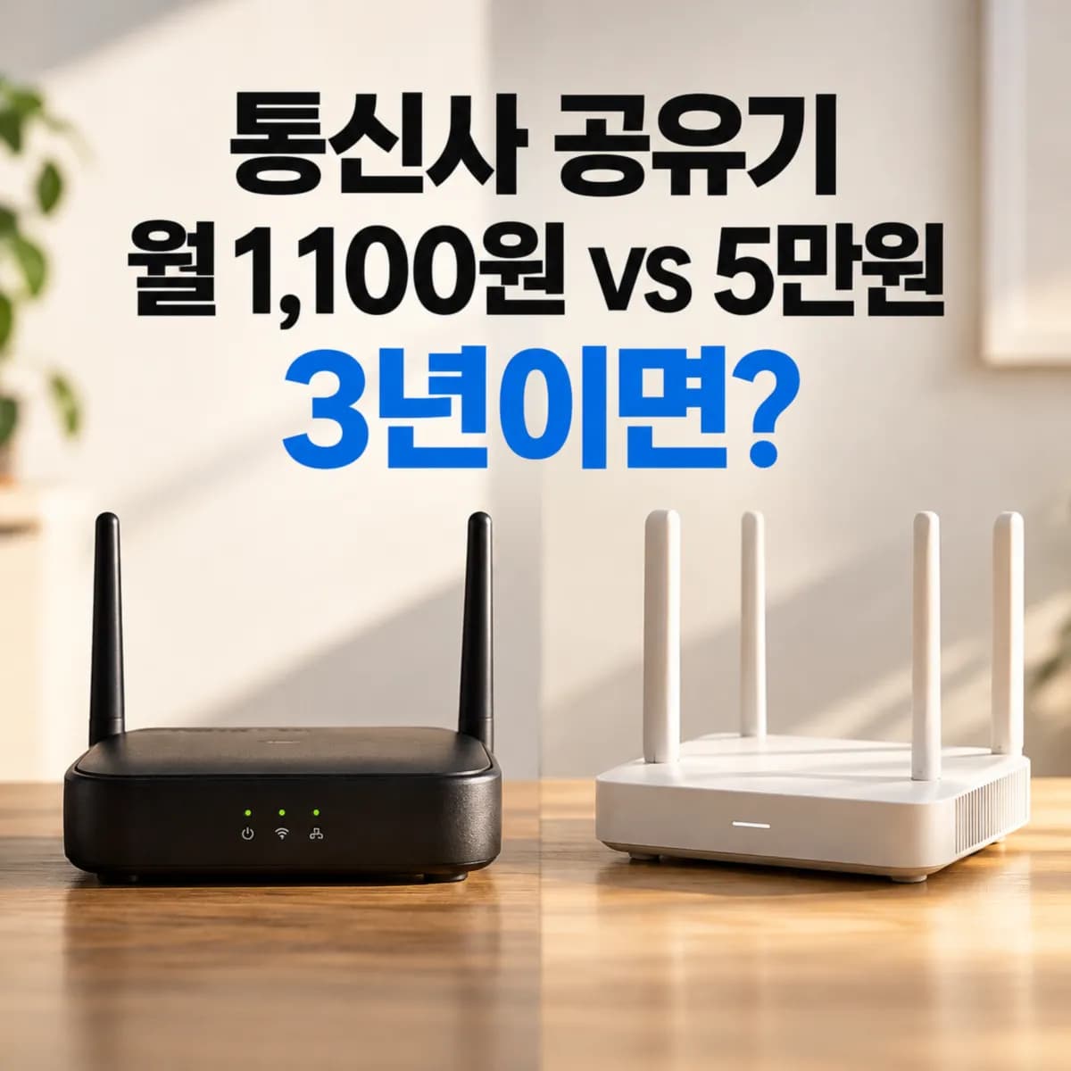 통신사 공유기 월 1,100원 vs 개인 공유기 5만원, 3년 비용 비교