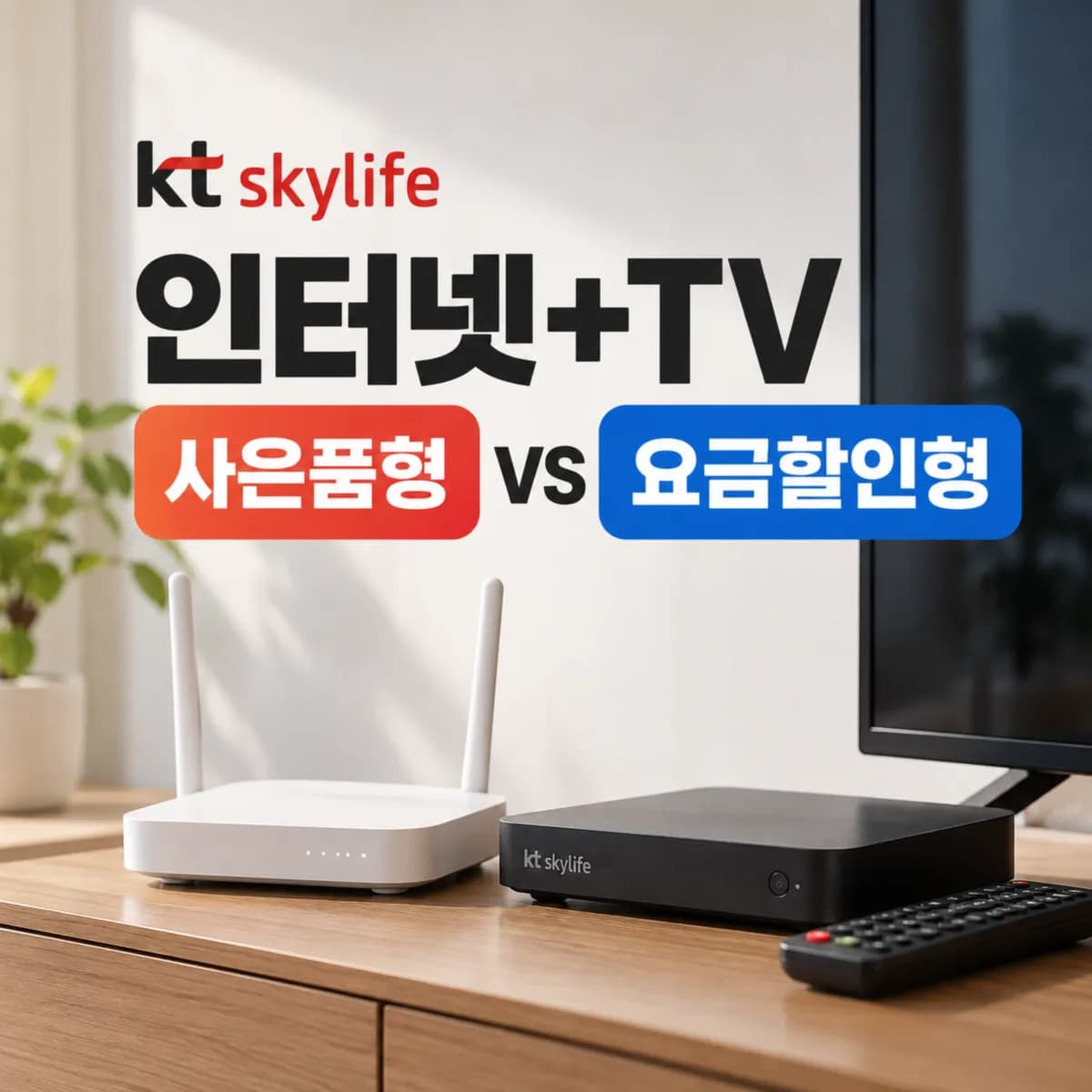 KT스카이라이프 인터넷+TV 사은품형 vs 요금할인형, 3년이면 어느 쪽이 이득일까?