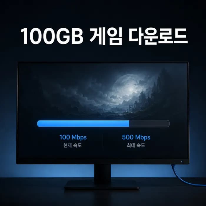 100GB 게임 다운로드 시간, 100메가와 500메가 차이