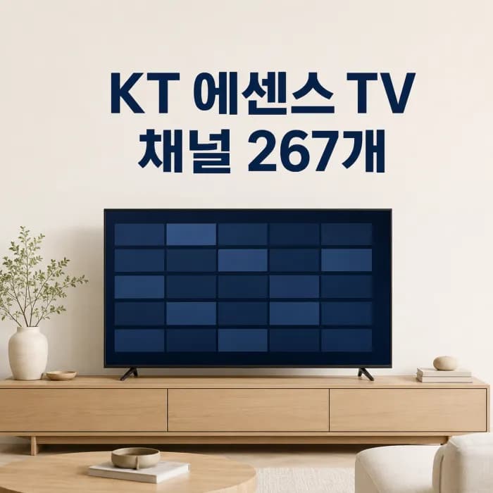KT 에센스 TV 채널번호 267개, 베이직 추가 채널 비교