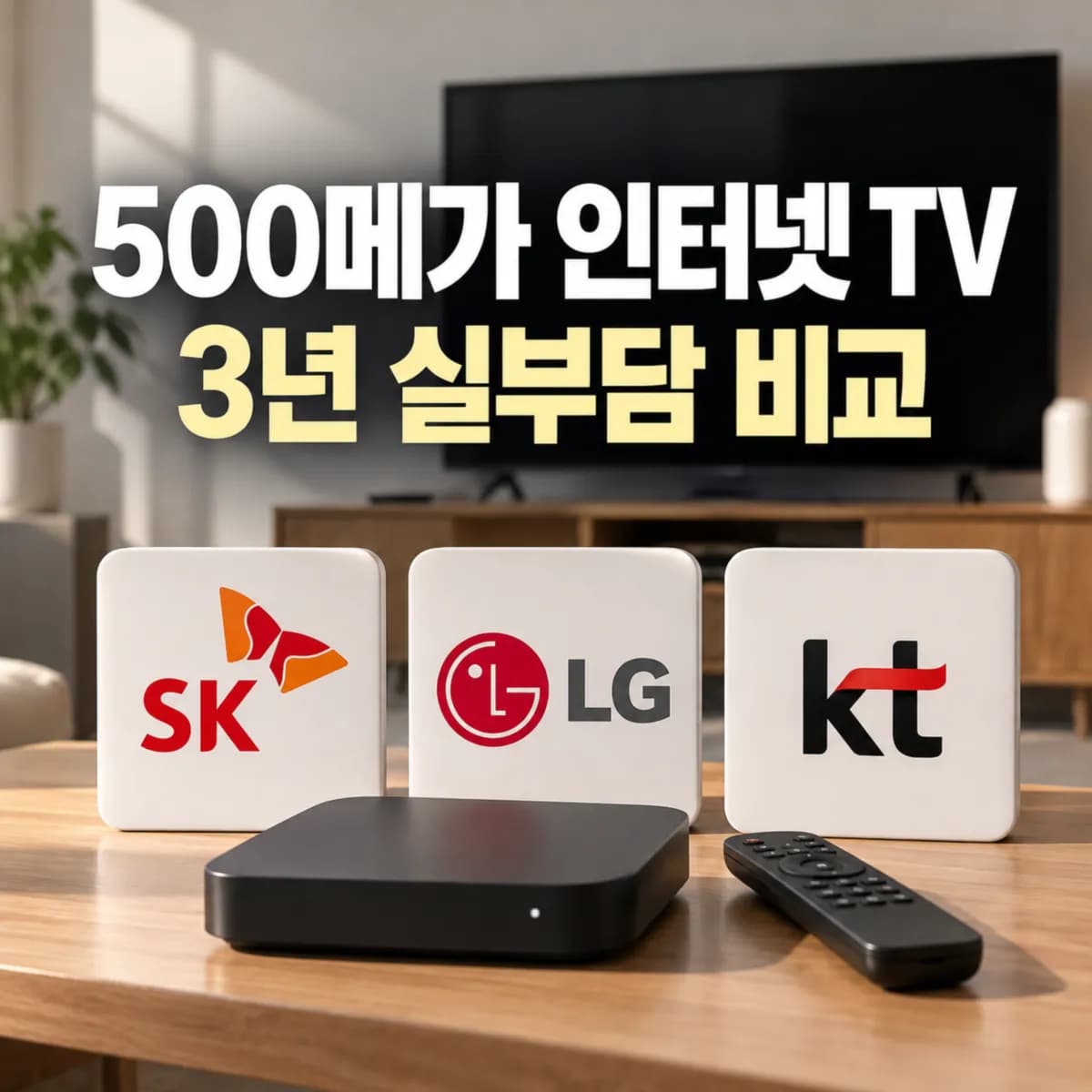 500메가 인터넷 TV 3년 실부담 비교, SK 49만원·LG 47만원·KT 45만원 어디가 저렴할까?