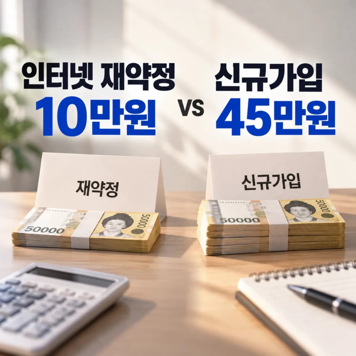 인터넷 재약정 10만원 vs 신규가입 45만원, 설치비 빼면 어디가 이득일까?